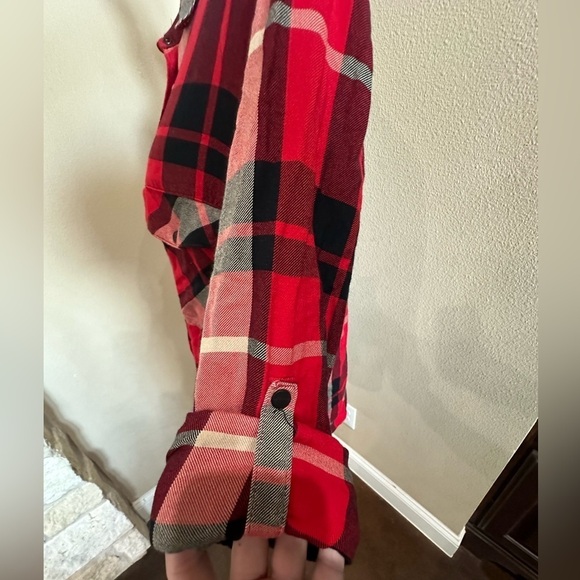 SANCTUARY Red/Black Plaid Boyfriend Shirt - Picture 6 of 8